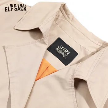 ELFSACK Chaki Kietas Laišką Siuvinėjimo du kartus Mygtuką Atsitiktinis Moterų Tranšėjos Paltai 2020 M. Pavasarį ilgomis Rankovėmis Diržo korėjos Ponios Outwears