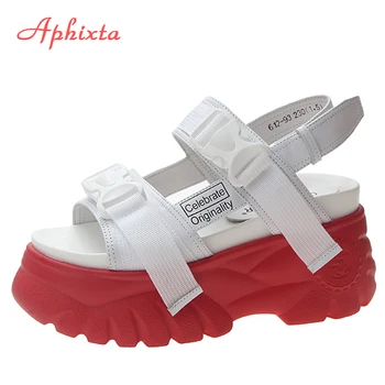 Aphixta Vasaros Pleištai Platforma, Kulniukai Šlepetės Moterų Sandalai Storio Vienintelis Ponios Buckle Batus Moteris Zapatillas Chinelo Sandalia