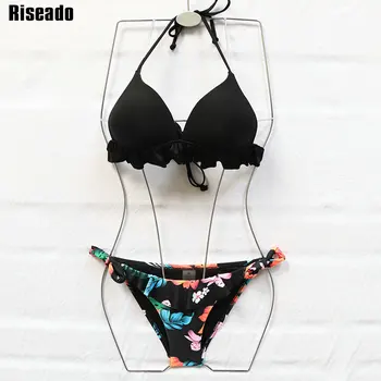 Riseado Push Up Sexy Bikini Pynimas maudymosi kostiumėlį, 2021 M. maudymosi Kostiumėliai Moterims, Apynasrio Maudymosi Kostiumą, Kaklaraištį-juosmens Paplūdimio Vasarą Brazilijos Bikini