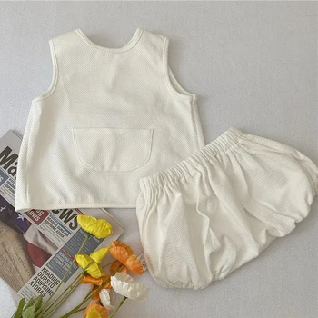 2020 Naujų korėjos Japonija Stiliaus Kūdikių Mergaitės Berniukai Drabužių Rinkiniai Vasaros Bamblys Kūdikių Berniukų Drabužiai Kostiumas trumpomis rankovėmis marškinėliai +Kelnės