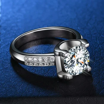 YANHUI Prabangos Nekilnojamojo 925 Sterlingas Sidabro Žiedai Moterims Turas 2.0 ct Lab Diamond Piršto Žiedą, Vestuvių, Sužadėtuvių Žiedai Smulkūs Papuošalai