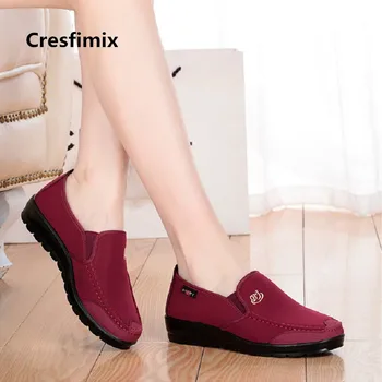 Cresfimix moterų mielas, patogus raudona pavasarį & vasarą užsivilkti butas batai panele laisvalaikio soft & patogus raudona retro bateliai c2971