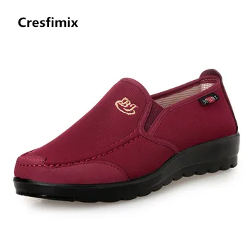 Cresfimix moterų mielas, patogus raudona pavasarį & vasarą užsivilkti butas batai panele laisvalaikio soft & patogus raudona retro bateliai c2971