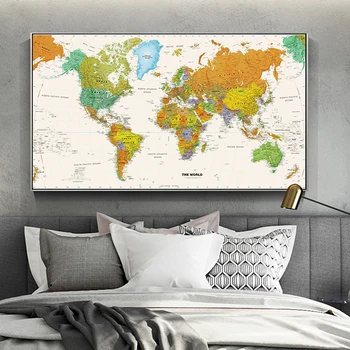 Retro Pasaulio Žemėlapyje, Drobė, Tapyba, Plakatų ir grafikos Sienos Nuotraukas Kambarį Žemėlapis Meno Namų Puošybai Neįrėminti