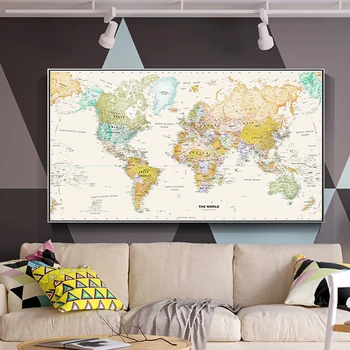 Retro Pasaulio Žemėlapyje, Drobė, Tapyba, Plakatų ir grafikos Sienos Nuotraukas Kambarį Žemėlapis Meno Namų Puošybai Neįrėminti