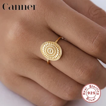 Canner 925 Sterlingas Sidabro Piršto Žiedai Moterims Geometrinis Skrybėlių Formos Dot Mados Žavesio Žiedas Vestuvių Papuošalai anillo W5