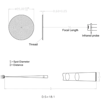Frenelio lęšio φ20mm F36mm Infraraudonųjų spindulių indukcijos objektyvas PIR infraraudonųjų spindulių įsigijimo infraraudonųjų spindulių vaizdo frenelio lęšio Pritaikoma