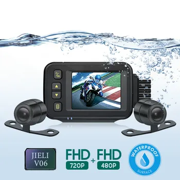 Dvigubo Objektyvo viso Kūno Vandeniui Motociklo Kamera 720P HD Priekinė Galinio vaizdo Vairavimo Diktofonas DVR Brūkšnys Cam Logger Diktofonas Dėžutę