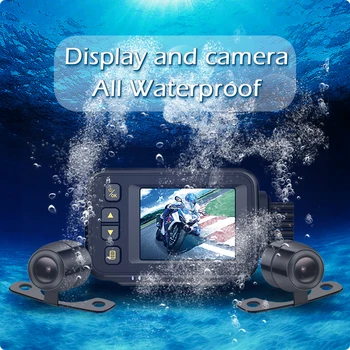 Dvigubo Objektyvo viso Kūno Vandeniui Motociklo Kamera 720P HD Priekinė Galinio vaizdo Vairavimo Diktofonas DVR Brūkšnys Cam Logger Diktofonas Dėžutę