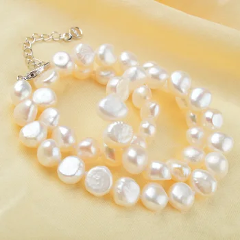 ASHIQI Balta Gamtos Baroko perlas choker Karoliai 9-10mm Nekilnojamojo Gėlavandenių perlų papuošalai moterims Mados dovana