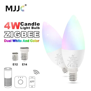 Zigbee ZLL LED 4W Žvakių Šviesos Lemputės RGB RGBW RGBWW CW Smart APP Kontrolės 110V, 220V 230V 240V E12 E14 Dirbti su 
