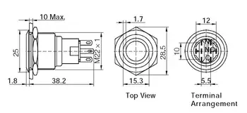 ONPOW 22mm IP67 1NO1NC 12V Žalia Žiedas LED mygtuką Akimirksnį Nerūdijančio Plieno mygtukas Jungiklis (GQ22-A-11E/G/12V/S) CE, RoHS
