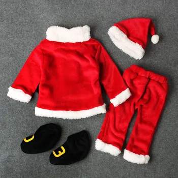 Kūdikiams, Vaikams Kalėdų Senelio Kostiumas ilgomis Rankovėmis Viršūnes+Kelnės+Hat+Socking Aukštos Kokybės 4PCS Kalėdų Kostiumas Berniuko Baby Girl Rinkinys