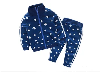 Bibicola vaikai Pavasarį ir Rudenį naujų berniukų drabužiai nustatyti Star modelis ilgomis rankovėmis su gobtuvu striukė + kelnės berniukui mergaičių sporto rinkinį