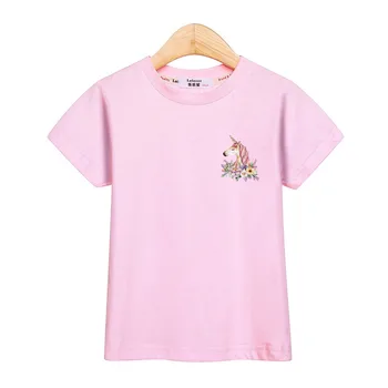 Vienaragis mados viršūnes trumpomis rankovėmis atspausdintas t-shirt baby girl vasaros kostiumas medvilnės vaikų mergaičių tees