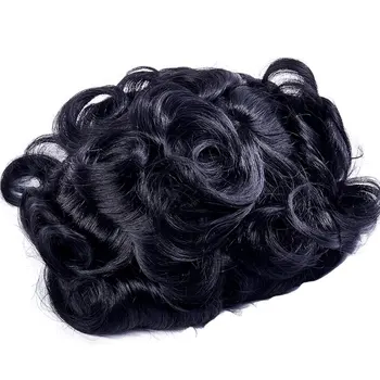 Ali FumiQueen Plonos Odos 0.4-0.6 mm Vyrų Toupee Plonas PU Pakeisti Plaukų Sistema Indijos Remy Human Hair vienetų