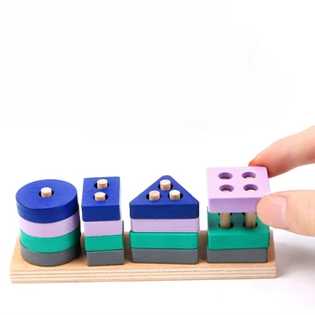 Mediniai Montessori Žaislas Blokai Ankstyvasis ugdymas Švietimo Žaislai, Spalvos, Formos Rungtynės Pažinimo Vaikams Žaislas Berniukams, Mergaitėms
