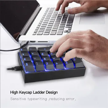 Naujas Motospeed K23 USB Laidinio Skaičių Mechaninė Klaviatūra su OUTEMU Jungiklis Juoda Mėlyna LED Backlight 21 Klavišų Klaviatūra OSU