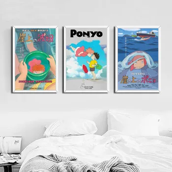 Ponyo ant Uolos Hayao Miyazaki Klasikinis Animacinį Filmą Karšto Japonijos Anime Meno Drobė, Tapyba, Plakatas Sienos, Namų Dekoro