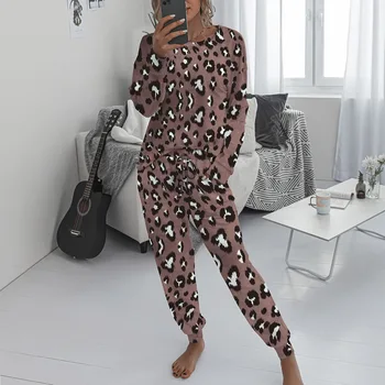 2020 m. Rudens Žiemos Loungewear Moterų Pyjama Nustatyti tie dažai Namų Drabužiai Lounge Nustatyti Homewear Moterys ilgomis Rankovėmis Ištaigingas Dėvėti Sleepwear