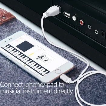 3 in 1 OTG fortepijonas Laidas IPhone USB MIDI Instrumentas Klaviatūros Adapteris mobilaus telefono Elektrinis Pianinas Jungtis Būgno USB KABELIS