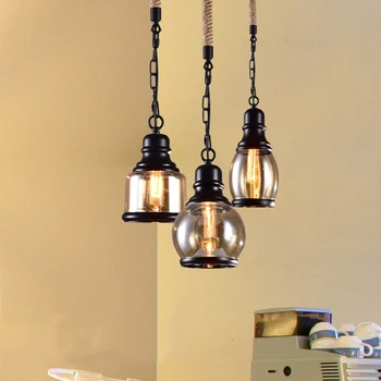 Šiuolaikinės Pramonės dažytos stiklo pakabukas lempa, LED E27 220V Edison Pakabukas lemputė Šviesos Rungtynių, Virtuvės, valgomojo, miegamojo kavinė