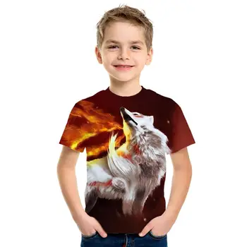 Lama lapės 3D spausdinimo naujausių vaikų mados drabužius trumpomis rankovėmis pokytis Vilkas berniukų ir mergaičių paltai t-shirt vaikas cool marškinėliai