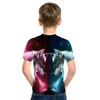 Lama lapės 3D spausdinimo naujausių vaikų mados drabužius trumpomis rankovėmis pokytis Vilkas berniukų ir mergaičių paltai t-shirt vaikas cool marškinėliai