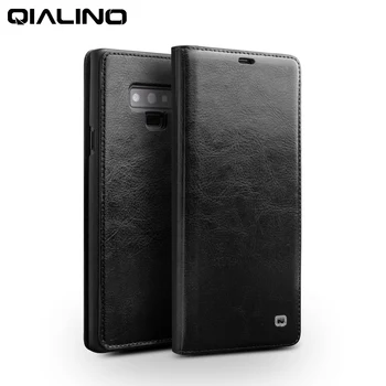 QIALINO Mados natūralios Odos Phone Cover for Samsung Galaxy Note 9 Prabanga Plono Kortelės Lizdas Flip Case for Samsung note 9
