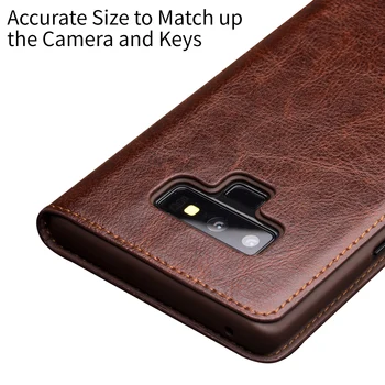 QIALINO Mados natūralios Odos Phone Cover for Samsung Galaxy Note 9 Prabanga Plono Kortelės Lizdas Flip Case for Samsung note 9