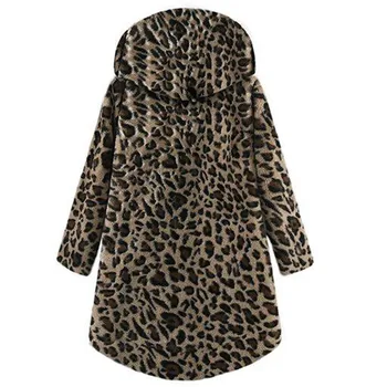 JAYCOSIN moteriški Paltai Naujas Mados Leopardų Kailio, Vilnos Asimetriškas Hem Moterų Gobtuvu Mygtuką Paltai Atsitiktinis Outwears Poliesteris