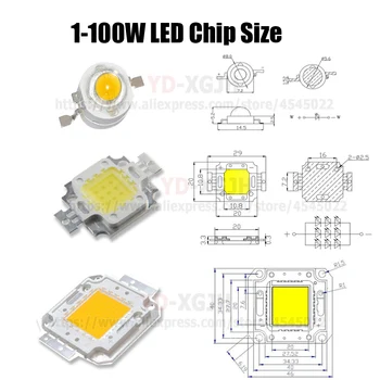 Didelės Galios LED, COB (Chip 1W 3W 5W 10W 20W 30W 50W 100W SMD Šviesos Šiltai Balta Raudona Žalia Mėlyna-Geltona 