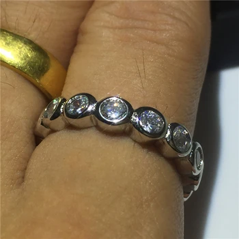 Paprasta Mados, Papuošalai 925 Sterlingas Sidabro žiedas Sona 3mm 5A cirkonis Akmuo Sužadėtuvių Vestuvių Juostoje Žiedai moterims, vyrams Dovana