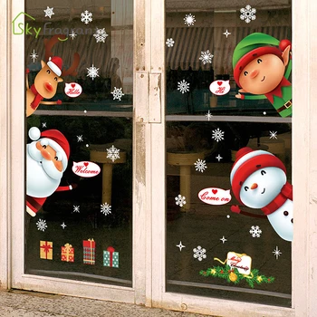 Spalvingas Kalėdų lipdukai namų dekoro langų apdailos mielas Kalėdų dekoracija vaikų kambario sienų apdaila namo apdaila