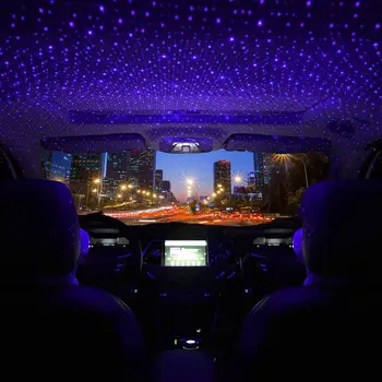 Automobilių Stogo Star Šviesos Interjero LED USB Auto Apdaila Nig Žvaigždėtą Lazeriu Atmosferą Aplinkos Projektorius Už Dropshipping Dėl Saling!!!