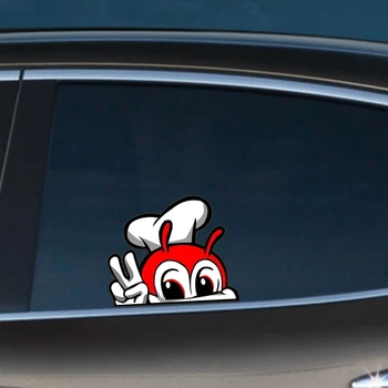 Kūrybos Mielas JOLLIBEE Kyšantį Anime Automobilių Lipdukas Priedai Vinilo, PVC 15 cm*15 cm, Motociklo priekinio Stiklo, Automobilinis Lipdukas Stilius