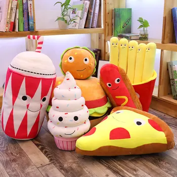 Mielas animacinių filmų pliušinis hamburger ledų, bulvytės fri, įdaryti žaislas maisto Kukurūzų pyragas pica pagalvė pagalvės vaikams, žaislai, gimtadienio dovana