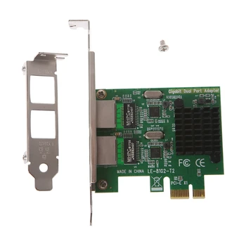 Dual-Port PCI-E X1 Gigabit Ethernet Tinklo plokštė 10/100/1000Mbps Norma Adapteris