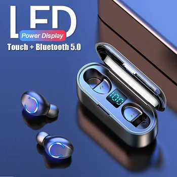 2020 Naujas F9 Belaidės Ausinės Bluetooth 5.0 Ausinės TWS HIFI Mini Sporto Treniruoklių Rankų LED ekranas, touch operacija Ausinių