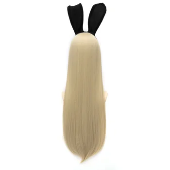 Japonų Anime Kantai Surinkimo Shimakaze Cosplay Perukas 100cm Ilgio Aukso perukas Moterys blondinės perukas su triušio ausies Plaukų