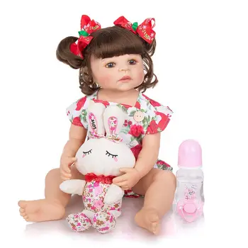 KEIUMI Mielas 55 cm Silikono viso Kūno Reborn Baby Doll Žaislas Mergaitė Princesė Kūdikių Žaislų Dėvėti Rose Romper Vaikų Gimtadienio Dovana