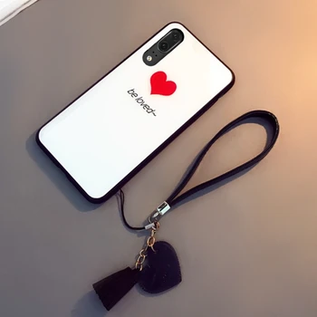Byla & Diržu, Huawei Y9 premjero P smart Plus y6 Pro 2019 telefoną atveju Huawei y9 2018 padengti Būti mylimas Širdies Stiklo Sunku Korpusas
