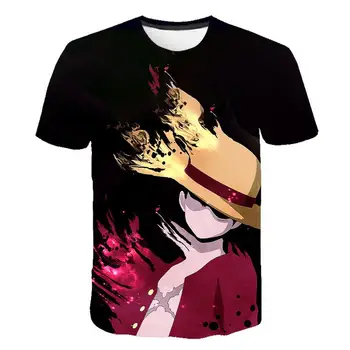 2020 Anime marškinėlius Vienas Gabalas 3D T-Shirt Luffy Šiaudų Skrybėlę Japonų Anime juokinga T Marškinėliai VYRAMS MOTERYS, O-kaklo Juoda trumpomis RANKOVĖMIS T-shirt