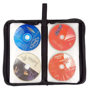 Naujas 80-Diskai Nešiojamų Odos Saugojimo Krepšys Užtrauktuku Saugojimo Bylos CD DVD Diske Albumą - Ruda