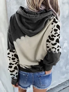 Žiemos Moterų Karvė Mažai Moody Spausdinti tie Dažai Hoodies Rudenį Atsitiktinis Raišteliu ilgomis Rankovėmis Megztiniai Laisvas Megztinis Outwear