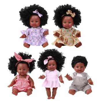 35cm Tikroviškos Lėlės Juoda Baby Doll Afrikos Naujagimiams Lėlės Silikoninis Žaislas Rankomis dažyti Rankų darbo Amatų Dovana Vaikams