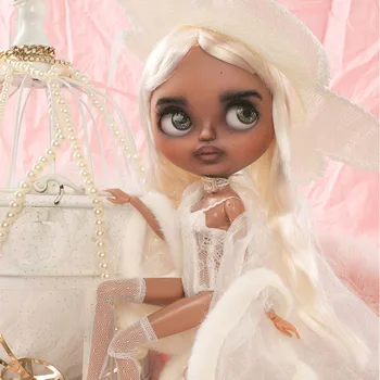 Custom blyth lėlės LEDINIS lėlės makiažas, veido įdegio oda su Ruda plaukų Mergina dovana Cool girl kosmetika lėlė graži mergina lėlės 