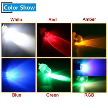 200Pcs DC 6 V 6.3 V T10 R LED Lemputės Kelias Apšvietimas Pinball Mašina Žaislo Automobilių Konsolės Skaitymo Lemputės Baltos spalvos Mėlyna RGB Raudonos, Žalios Gintaro