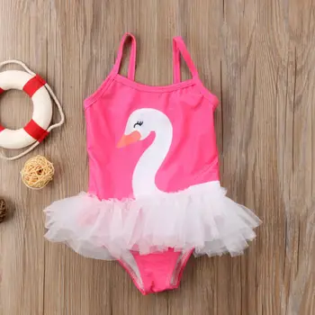 Bamblys Baby Girl Swan vientisas maudymosi kostiumėlis Kūdikiams Animacinių filmų Eilutę Plaukti maudymosi Kostiumėliai, Maudymosi Tiulio Plaukimo Maudymosi Kostiumas