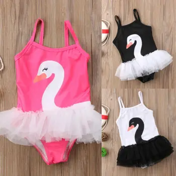 Bamblys Baby Girl Swan vientisas maudymosi kostiumėlis Kūdikiams Animacinių filmų Eilutę Plaukti maudymosi Kostiumėliai, Maudymosi Tiulio Plaukimo Maudymosi Kostiumas